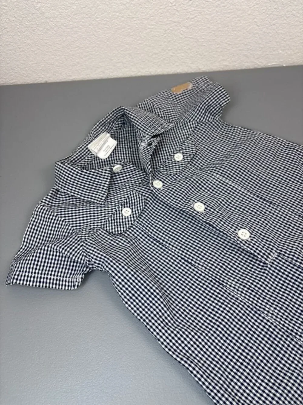 Vintage Carter's baby boy 6-9 month navy seersucker romper casual shorts